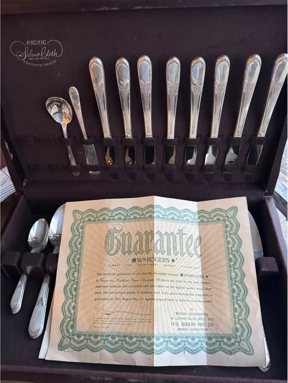 1953 Wm Rogers Jubilee Silverplate 50 Pc Flatware Set Chest Original Papers